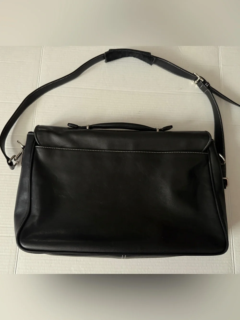 Vtg Coach Black Leather Turn-lock Laptop Bag Briefcase or Messenger Bag #6457